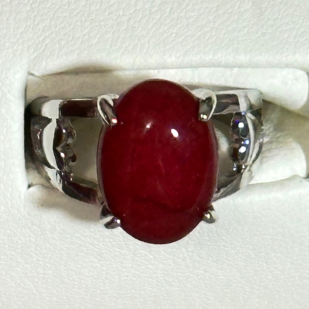 Stainless steel ring w/oval Red Crackle Quartz stone - NWOT - Picture 5 of 15